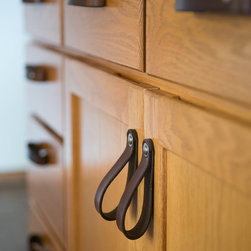 Kitchen Island Turned Kitchenette with Leather Drawer Pulls - Cabinet And Drawer Knobs