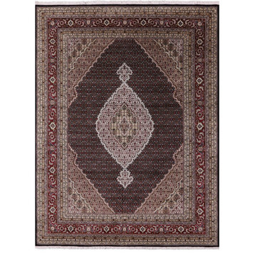 Persian Tabriz Hand Knotted Wool and Silk Rug 7' 9" X 10' 1" Q8901