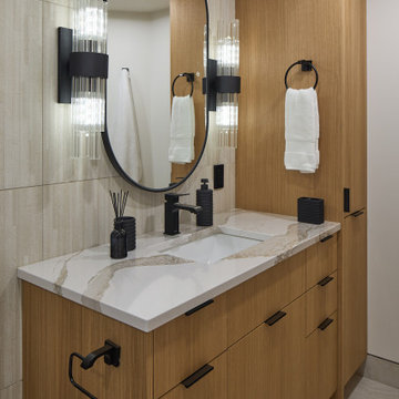 Contemporary Millwork | Warm Wood Veneer & Modern White Millwork | Vancouver, BC