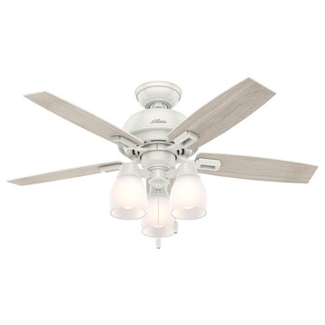 Hunter Fan Company  44" Donegan Three Light  Ceiling Fan With Light, Fresh White