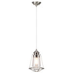 Aspen Creative Corporation - 61044, 1-Light Hanging Mini Pendant Ceiling Light, 8" Wide, Brushed Nickel - Aspen Creative is dedicated to offering a wide assortment of attractive and well-priced portable lamps, kitchen pendants, vanity wall fixtures, outdoor lighting fixtures, lamp shades, and lamp accessories. We have in-house designers that follow current trends and develop cool new products to meet those trends. Product Detail