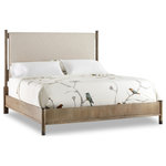Hooker Furniture - Affinity Queen Upholstered Bed - Chic and modern, the Affinity Queen Upholstered Bed contrasts a headboard upholstered in Kurtz Linen with the sides and footboard in a greige sand-blasted finish on tactile quartered oak veneers. The fabric is a polyester-linen blend, and the 6050-90967-GRY Headboard can be used alone.