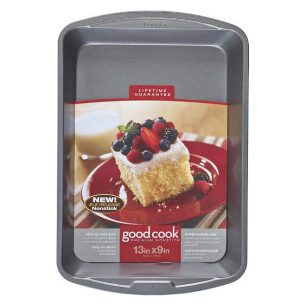 Good Cook 04010 Non-stick Oblong Cake Pan, 13" x 9"