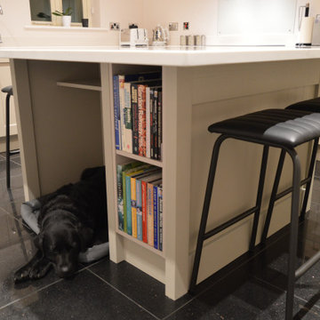 Solid Ash Shaker Kitchen in Stone with Quartz Worktops