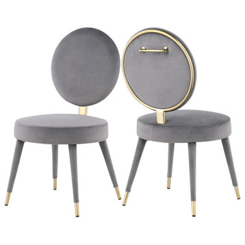 Brandy Velvet Upholstered Dining Chair (Set of 2), Gray