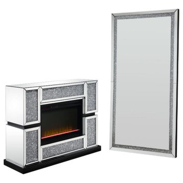 Home Square 2-Piece Set with Mirrored Fireplace and Accent Mirror
