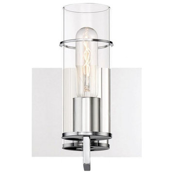 1 Light LED Wall Sconce Clear Glass-9 Inches H by 6.25 Inches W-Chrome Finish