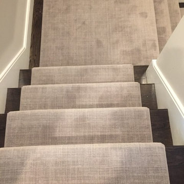 Beige Stair Runner with Stitched Pattern