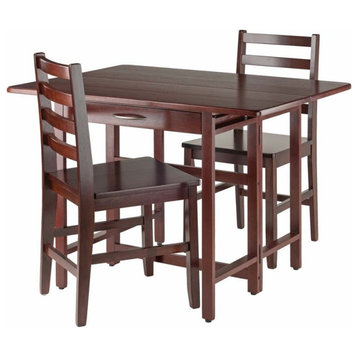 Winsome Taylor 3 Pieces Drop Leaf Solid Wood Dining Set in Walnut
