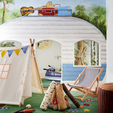 Kids Camping Themed Play Room in Lake House