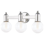Mitzi by Hudson Valley Lighting - Bryce 3-Light Bath Bracket, Polished Nickel - Bryce gives the old-world form of a bell jar a contemporary update in metal. Woven cords, sphere pins, and globe-shaped Bulbs (Not Included) give her a playful vibe.