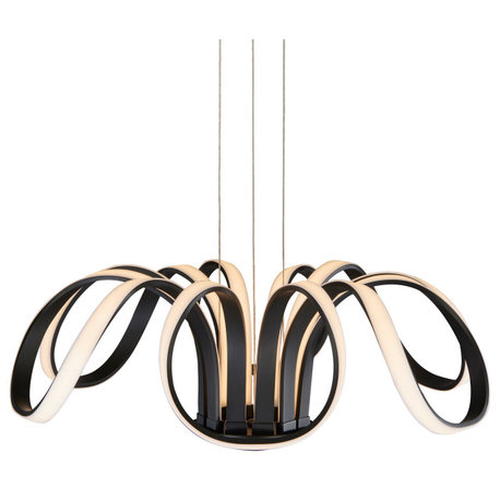 Capella Flower Petal LED Chandelier, Black