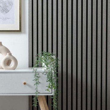 3D Acoustic Slat Grey Oak Wood Wall Panel