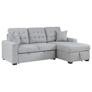 Pemberly Row 2-Piece Fabric Sectional & Right Chaise in Gray