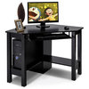 Costway Wooden Corner Desk With Drawer Computer PC Table Study Office Black