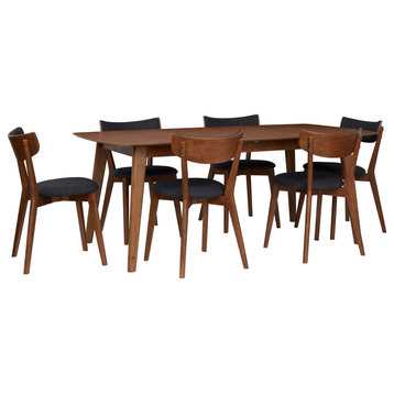 29 H x 37 W x 74 D Walnut Mid-Century Modern Extendable Dining Table