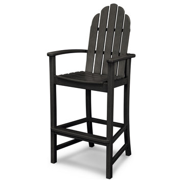 Polywood Classic Adirondack Bar Chair, Black