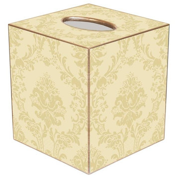 TB1553-Gold Damask Tissue Box Cover