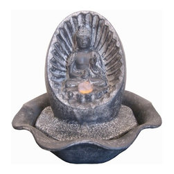 Buddha on Shell Tabletop Fountain - Indoor Fountains