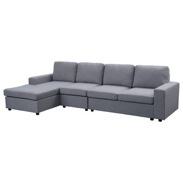 Dunlin Light Gray Linen Reversible Modular Sectional Sofa Chaise