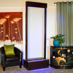 7.5' Gardenfall Clear Glass and Dark Copper Floor Fountain with LED Lights - Indoor Fountains