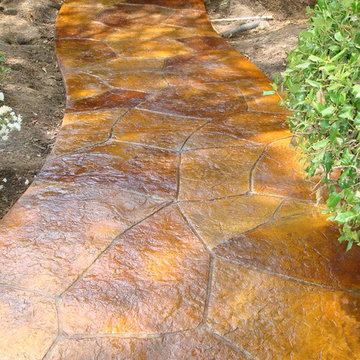 Custom Stamped Walkway with Acid Stain Highlights