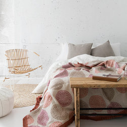 Rose Quartz Grey Linen Mandala Throw - Throws