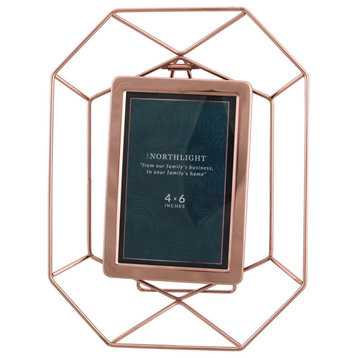 11" Contemporary Hexagonal 4" x 6" Photo Picture Frame Rose Gold