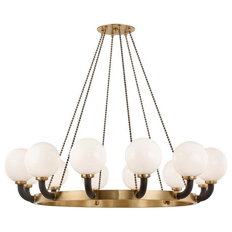 Werner 12-Light Pendant, Aged Brass/Black