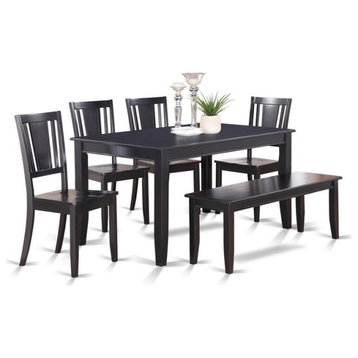 East West Furniture Dudley 6-piece Wood Kitchen Table and Chairs in Black
