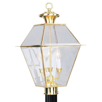 Westover Outdoor Post Head, Polished Brass