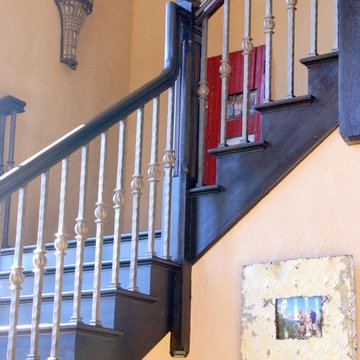 Straight And Platform Stairs With Iron Balustrade