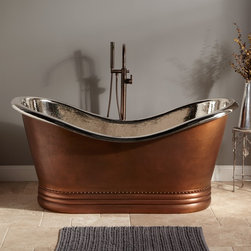 PAIGE HAMMERED COPPER DOUBLE-SLIPPER TUB - NICKEL INTERIOR - Products