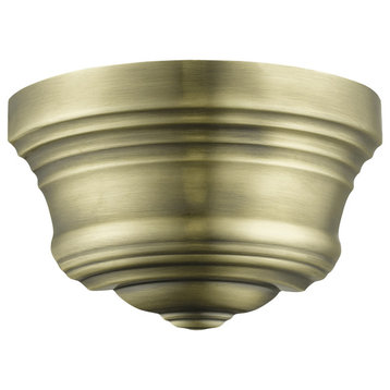1 Light Antique Brass Bell ADA Sconce, Shiny White Finish Inside