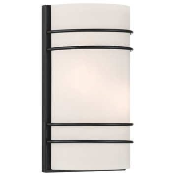 Artemis, Wall Sconce, Matte Black With Opal Shade, 20 W