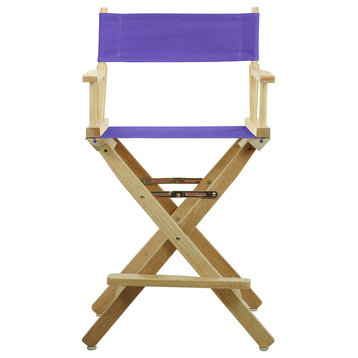 24" Director's Chair Natural Frame, Purple Canvas
