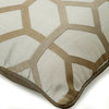 Beige Pillow Cover, Striped Jacquard Trellis 26"x26" Silk, Deco Trellis
