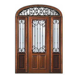 Prehung Sidelights-Transom Door 96 Mahogany Valencia 2/3 Lite - Front Doors
