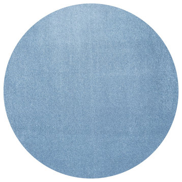 Haze Solid Low-Pile Classic Blue 6' Round Area Rug