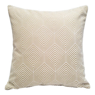 View of Sahara Cream and Gold Textured Throw Pillow 20x20, with Polyfill Insert ...
