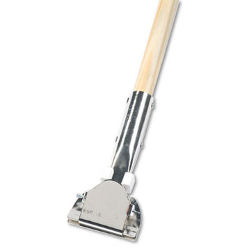Clip-On Dust Mop Handle, Lacquered Wood, Swivel Head, 1"x60"