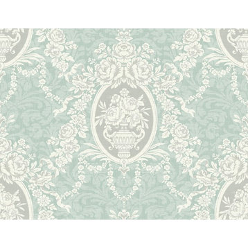 Grand Cameo Wallpaper in Seafoam RD80604 from Wallquest