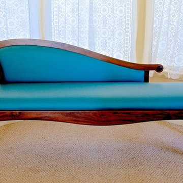 Handmade Settee In Walnut With Leather Upholstery