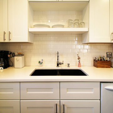 East Denver Minimalist White Bathroom & Kitchen Renovation