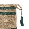 Double Border Striped Natural Jute Decorate Storage Basket with Handles