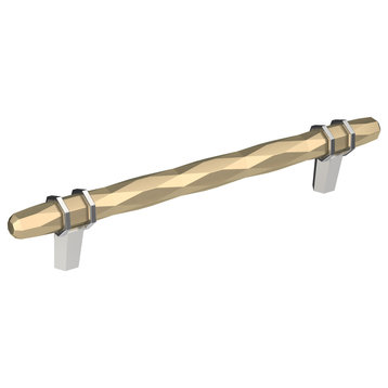 Amerock London Cabinet Pull, Golden Champagne/Polished Chrome, 6 5/16" Center-to