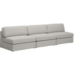 Meridian Furniture - Beckham Linen Textured Fabric Upholstered 3-Piece Modular Sofa, Beige - Liven up your living space with this Beckham beige durable linen polyester fabric sofa. Its beige color complements any contemporary home decor, while its durable linen and polyester fabric upholstery provides you with a soft and comfortable place to sit. This sofa is modular, so you can create infinite configurations, which are easily attached using the attachment latch underneath. Its linen, wood, and foam construction guarantees stability for years to come.