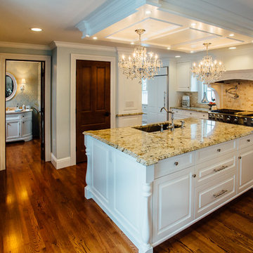 White Kitchen with Blue China Hutch