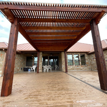 Cedar pergola and composite deck with lighting