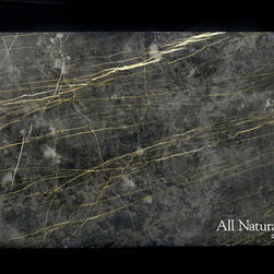 All Natural Stone - Black And Gold Marble Slab - Kitchen Countertops